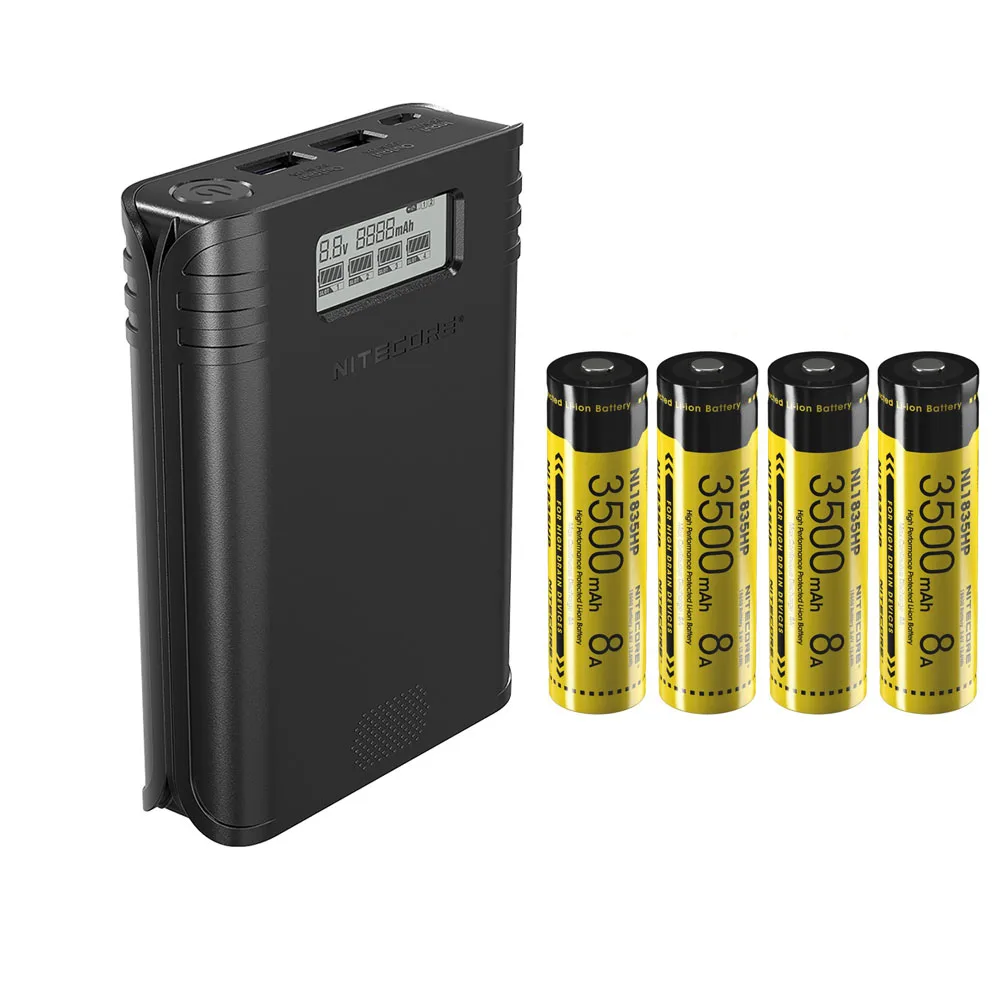 NEW NITECORE F4 Battery chager Four-Slots Flexible Power Bank USB charging LCD screen Charger with 4pcs 18650 3500mAh batteries
NEW NITECORE F4 Battery chager Four-Slots Flexible Power Bank USB charging LCD screen Charger with 4pcs 18650 3500mAh batteries