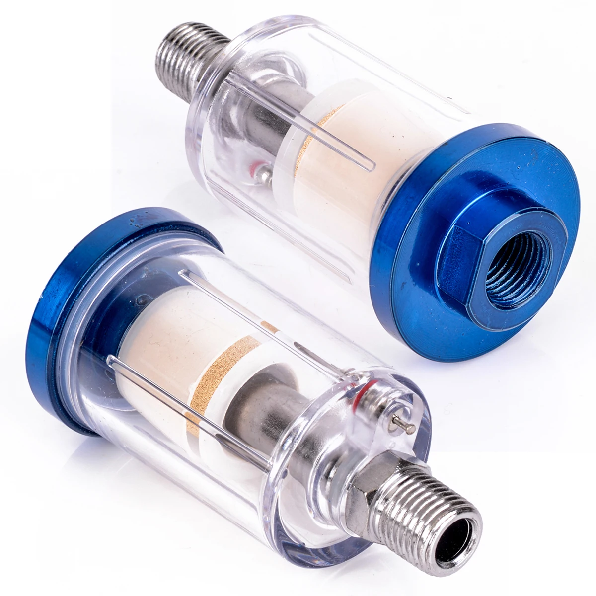 1pc Blue Spray Gun Air Filter Mini In Line Air Filter Moisture Water Trap For Paintwork Spray Guns