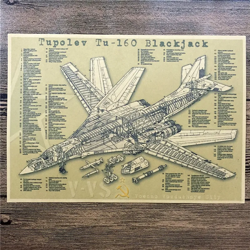 high quality RZA-038 classic kraft paper poster "Tupolev Tu-160 Blackjack" retro decor painting wall sticker craft art 42x30 cm
high quality RZA-038 classic kraft paper poster "Tupolev Tu-160 Blackjack" retro decor painting wall sticker craft art 42x30 cm
