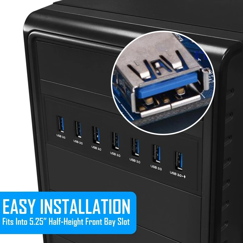 7 Port USB 3.0 Hub 5Gbs 5.25inch CD-ROM Drive Bay CD ROM Front Panel for Computer Case+USB 3.0 19-pin Header to Type-A Male Ca
7 Port USB 3.0 Hub 5Gbs 5.25inch CD-ROM Drive Bay CD ROM Front Panel for Computer Case+USB 3.0 19-pin Header to Type-A Male Ca