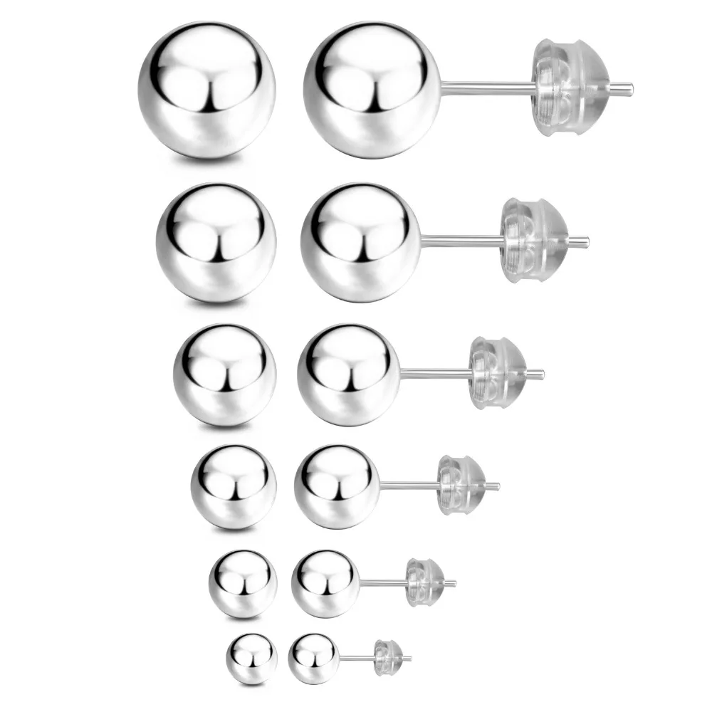 925 Sterling Silver Round Ball Stud Earrings for Women Men, 3mm-8mm (6 Pairs/Set Assorted Sizes)
925 Sterling Silver Round Ball Stud Earrings for Women Men, 3mm-8mm (6 Pairs/Set Assorted Sizes)
