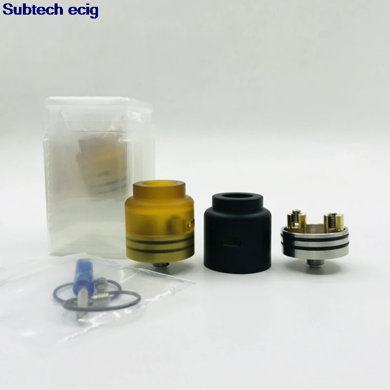 

Newest puge carnage RDA Atomizer with Wide Bore Drip Tip 25mm Diameter barss PEI Material E Cigarette Huge Vapor Fit 510 Mod