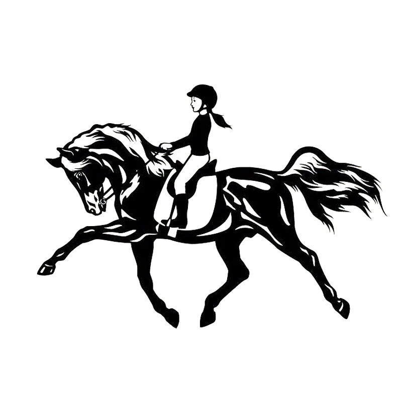 18cm*12.5cm Riding A Horse Jumping Sport Girl Interesting Vinyl Decal Car Sticker S6-2826 | Автомобили и мотоциклы