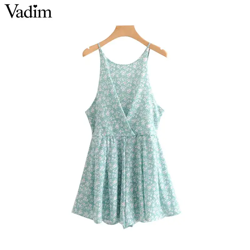 Vadim women floral print backless playsuits beach style back bow adjustable straps pleated elastic waist female chic tops KA737
Vadim women floral print backless playsuits beach style back bow adjustable straps pleated elastic waist female chic tops KA737