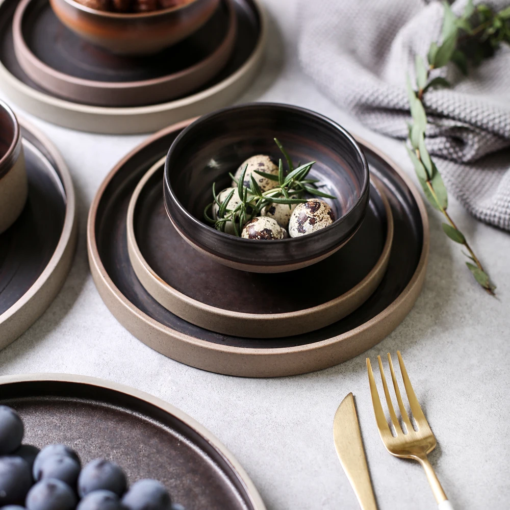 Handmade Vintage Stoneware Flat Tableware,Household Dish Plate Rice Bowl Coffee Mug Cup Dinner Round Platters Glazed No Slip
Handmade Vintage Stoneware Flat Tableware,Household Dish Plate Rice Bowl Coffee Mug Cup Dinner Round Platters Glazed No Slip
