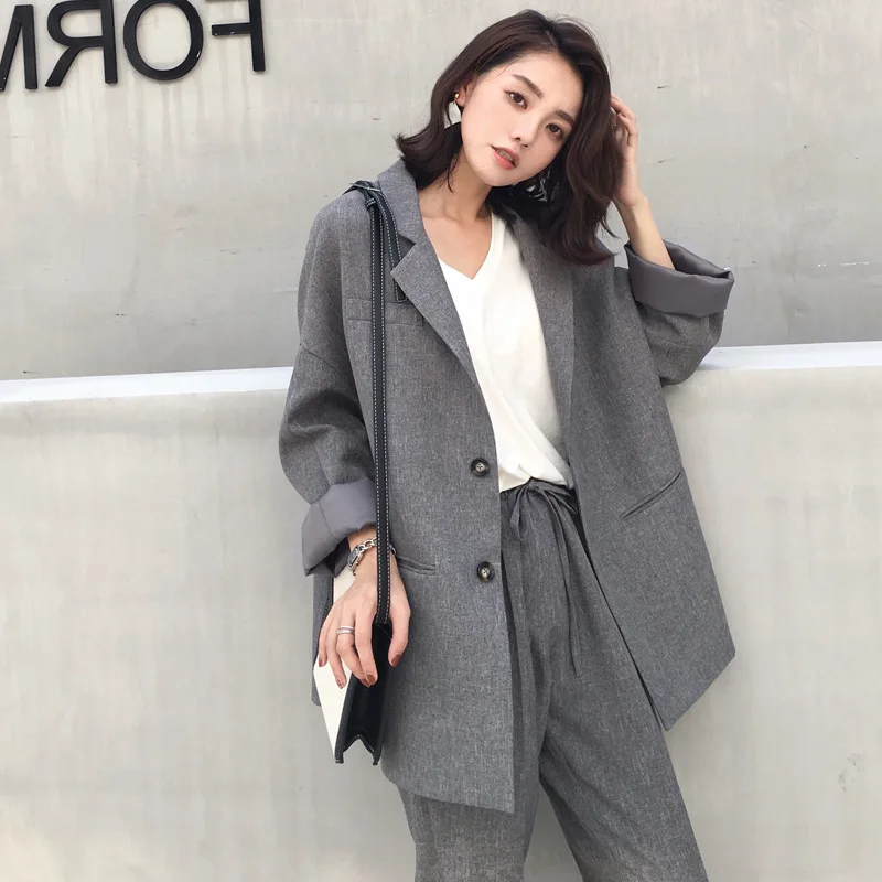 Suit female 2019 autumn new temperament casual loose long suit jacket trousers solid color elegant fashion two-piece set
Suit female 2019 autumn new temperament casual loose long suit jacket trousers solid color elegant fashion two-piece set