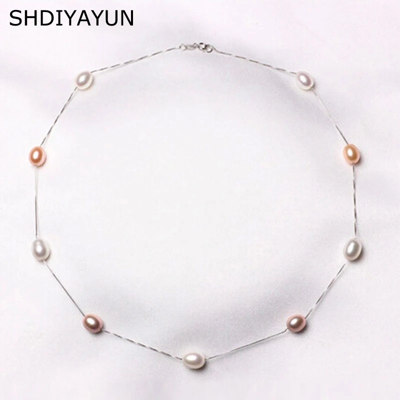 

SHDIYAYUN Fine Pearl Necklace 925 Sterling Silver Pearl Jewelry Natural Freshwater Pearl Choker Pendants Jewelry For Women Gift