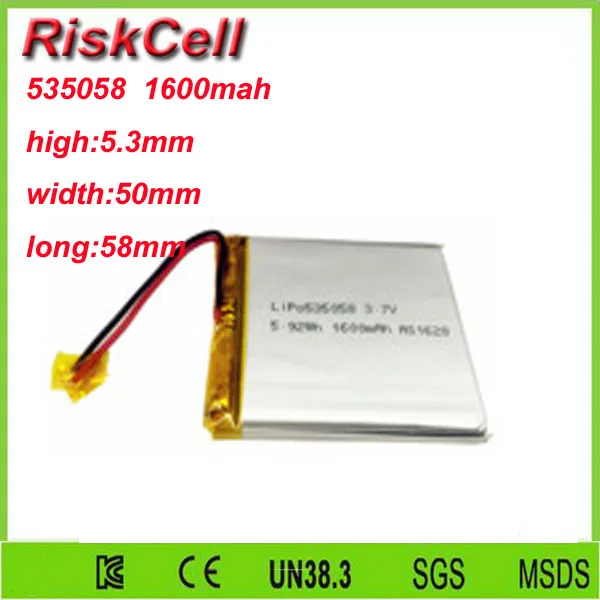 Free shipping 3.7V 1600mah 535058 Lithium Polymer Li-Po Rechargeable Battery For Mp3 MP4 MP5 GPS PSP mobile Pocket PC e-books
Free shipping 3.7V 1600mah 535058 Lithium Polymer Li-Po Rechargeable Battery For Mp3 MP4 MP5 GPS PSP mobile Pocket PC e-books