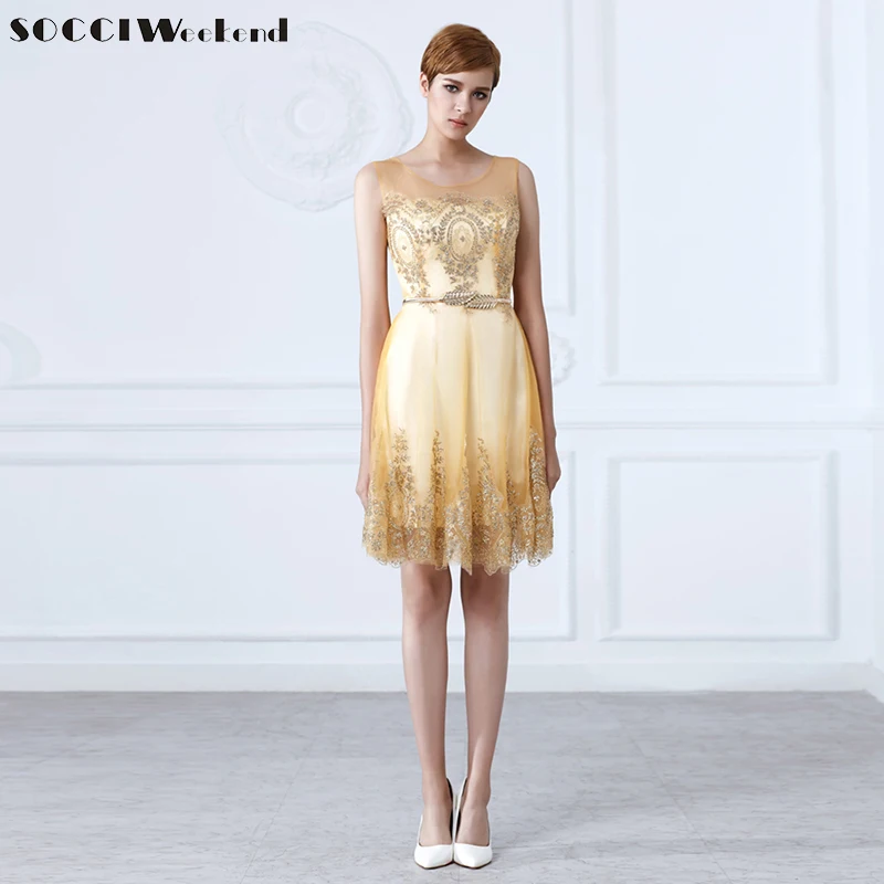 SOCCI Weekend Tulle Lace Gold Cocktail Dress Short Women Elegant Bride Dresses Formal Prom Gown Wedding Party Vestidos De Coctel
SOCCI Weekend Tulle Lace Gold Cocktail Dress Short Women Elegant Bride Dresses Formal Prom Gown Wedding Party Vestidos De Coctel