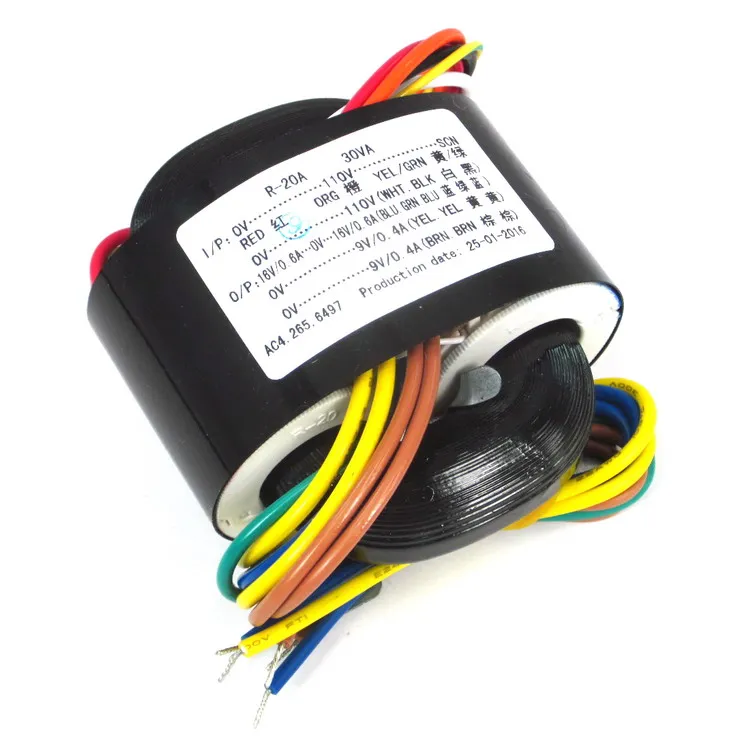 30W R-TRANSFORMER 115V/230V 30VA 16V-0-16V 0-9V 0-9V Audio DAC Decoder Copper Wire Shielded High Quality R Type Transformer
30W R-TRANSFORMER 115V/230V 30VA 16V-0-16V 0-9V 0-9V Audio DAC Decoder Copper Wire Shielded High Quality R Type Transformer