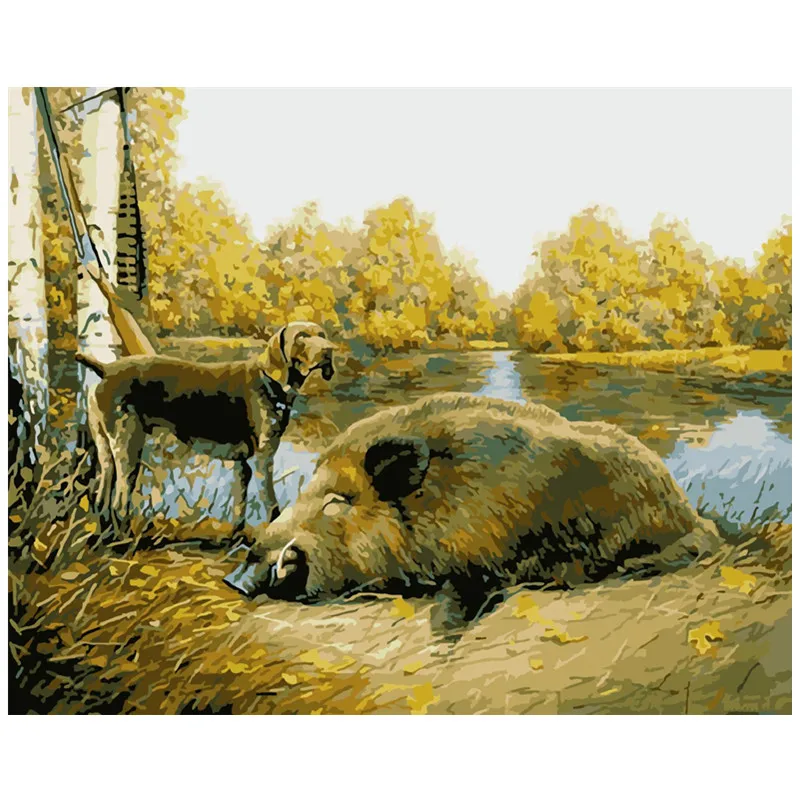 Painting By Numbers DIY Dropshipping 40x50 50x65cm Hunting dog and wild boar Animal Canvas Wedding Decoration Art picture Gift
Painting By Numbers DIY Dropshipping 40x50 50x65cm Hunting dog and wild boar Animal Canvas Wedding Decoration Art picture Gift