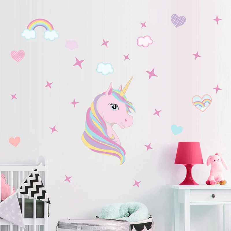 Magic Unicorn Wall Stickers Colorful Animals Horse Stars Wall Decals For Kids Girls Room Diy Poster Wallpaper Home Decor
Magic Unicorn Wall Stickers Colorful Animals Horse Stars Wall Decals For Kids Girls Room Diy Poster Wallpaper Home Decor