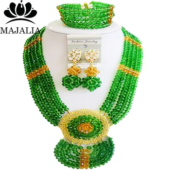 Majalia Fashion Nigeria Wedding African Beads Jewelry Set Green and Gold champagne Crystal Necklace Bridal Jewelry Sets 6DN059
Majalia Fashion Nigeria Wedding African Beads Jewelry Set Green and Gold champagne Crystal Necklace Bridal Jewelry Sets 6DN059