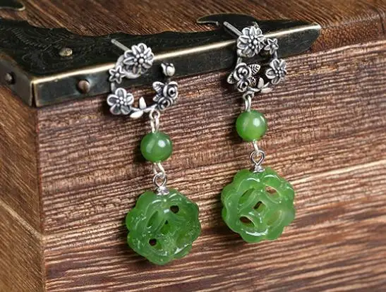 Sterling S925 925 silver Drop Earrings natural stone vintage for woman earring 42MM
Sterling S925 925 silver Drop Earrings natural stone vintage for woman earring 42MM