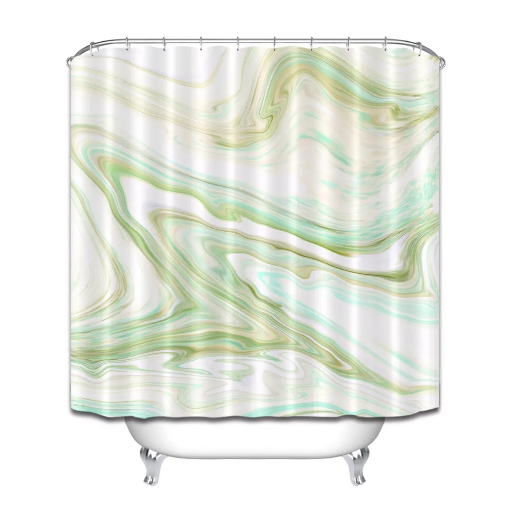 72'' Cyan Marble Texture Natural Customized Bathroom Waterproof Fabric Shower Curtain Polyester 12 Hooks Bath Accessory Sets | Дом и