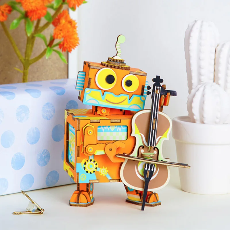 Robotime 3D Wooden Music Box Puzzle Toy Assembled Robot Violin Cello Model Building Kit Wood Craft Toys For Kids Home Decoration
Robotime 3D Wooden Music Box Puzzle Toy Assembled Robot Violin Cello Model Building Kit Wood Craft Toys For Kids Home Decoration