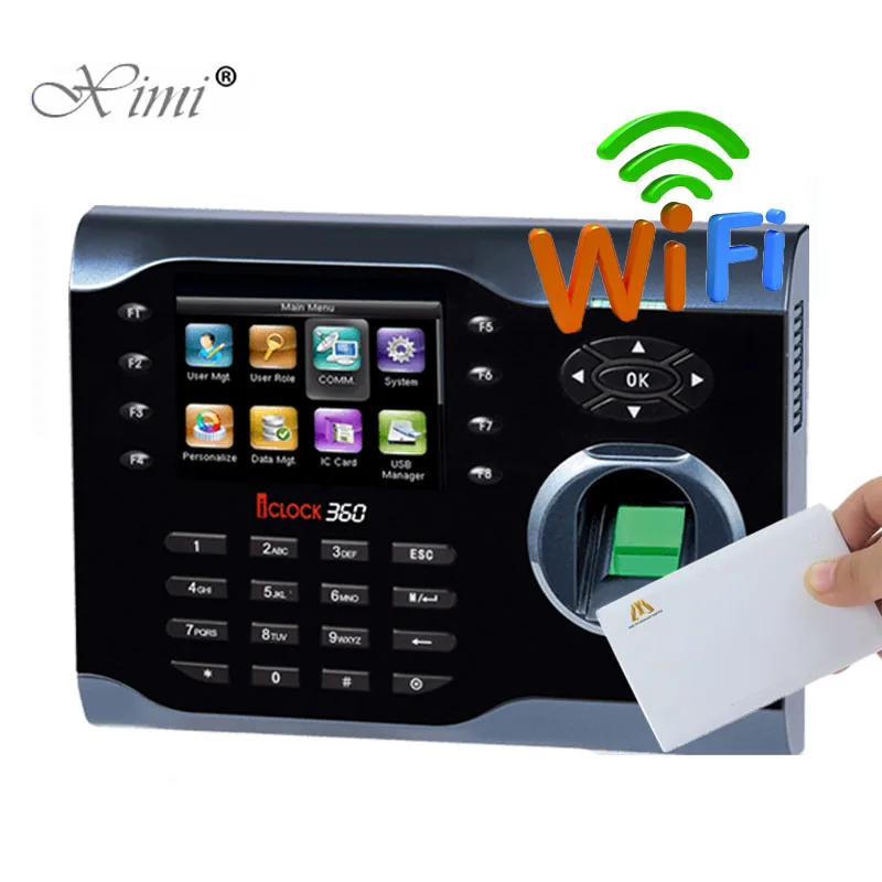 

ZK Iclock360 13.56MHZ MF Card Smart Card And Fingerprint Time Attendance Time Recorder With WIFI TCP/IP USB Fingerprint Reader