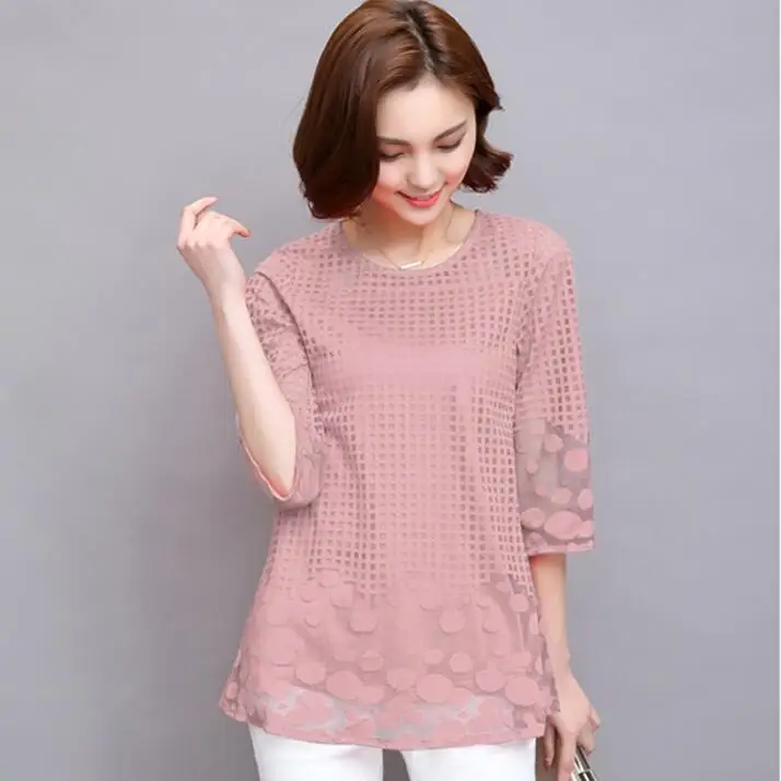blusas femininas 2017 e camisas Fashion Women Blouses Sexy blusa Hollow Lace Net Yarn Loose Blouse Tops Plus Size Clothes M-5XL
blusas femininas 2017 e camisas Fashion Women Blouses Sexy blusa Hollow Lace Net Yarn Loose Blouse Tops Plus Size Clothes M-5XL