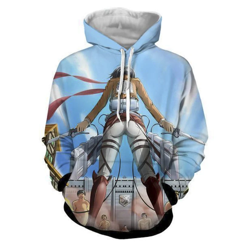 Waliicorners Anime Hoodies Mens Attack on Titan Hoodies Levi Sweatshirt Couple Tops Streetwear 24