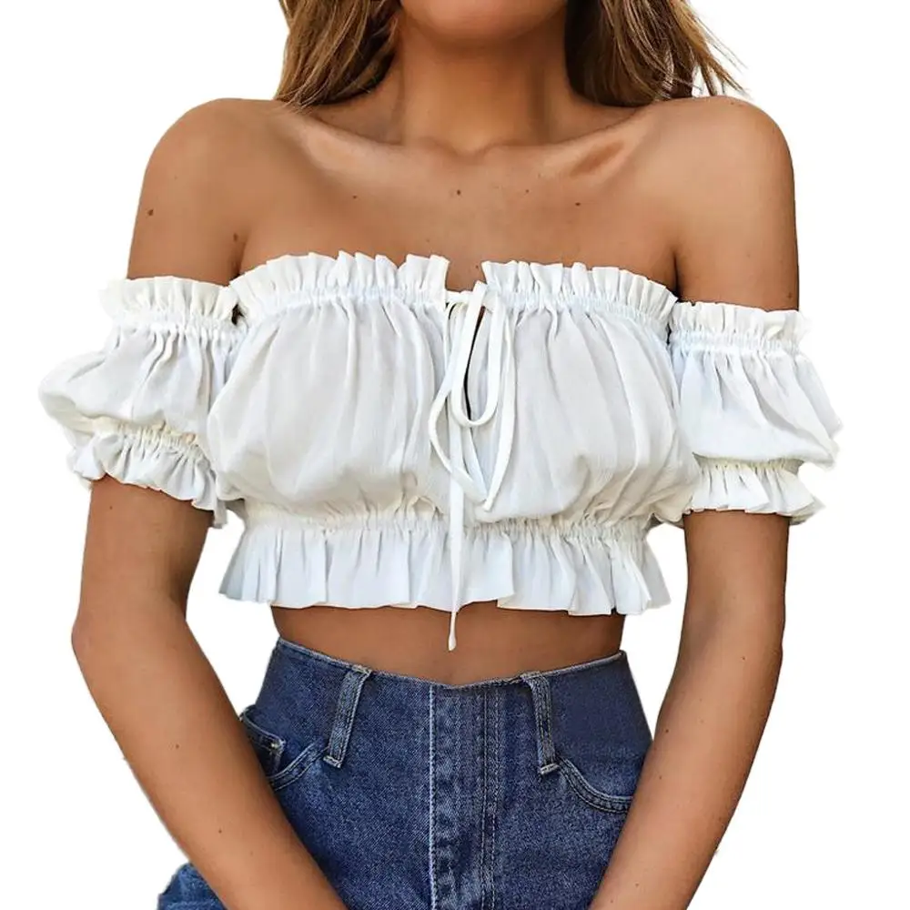 Women Off-shoulder Tank White Top Casual Blouses Crop Tops T-Shirt Vest Clothing New 2019 Female Summer Lovely Lady Short Sleeve
Women Off-shoulder Tank White Top Casual Blouses Crop Tops T-Shirt Vest Clothing New 2019 Female Summer Lovely Lady Short Sleeve