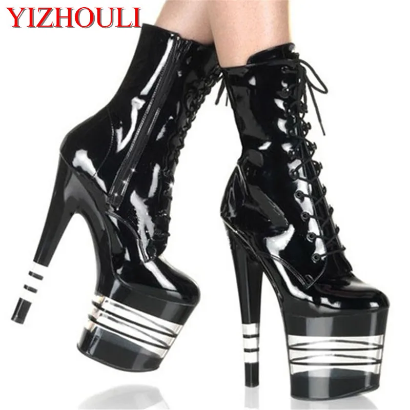Ladies 20 cm high heel dancing boots 8 inches female motorcycle leather ankle boots, crystal stripe waterproof platform shoes
Ladies 20 cm high heel dancing boots 8 inches female motorcycle leather ankle boots, crystal stripe waterproof platform shoes