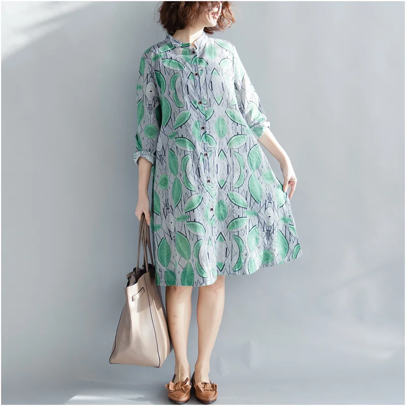 Johnature 2019Spring Autumn New Stand Collar Print Long Loose Women Blouses Loose Full Sleeve Single-breasted Shirts
Johnature 2019Spring Autumn New Stand Collar Print Long Loose Women Blouses Loose Full Sleeve Single-breasted Shirts