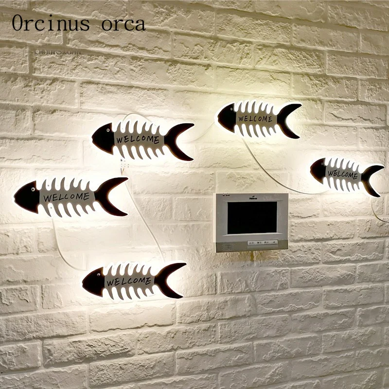 

Mediterranean creative boat anchor wall lamp child room boys and girls bedroom decorative thermometer personality LED wall lamp