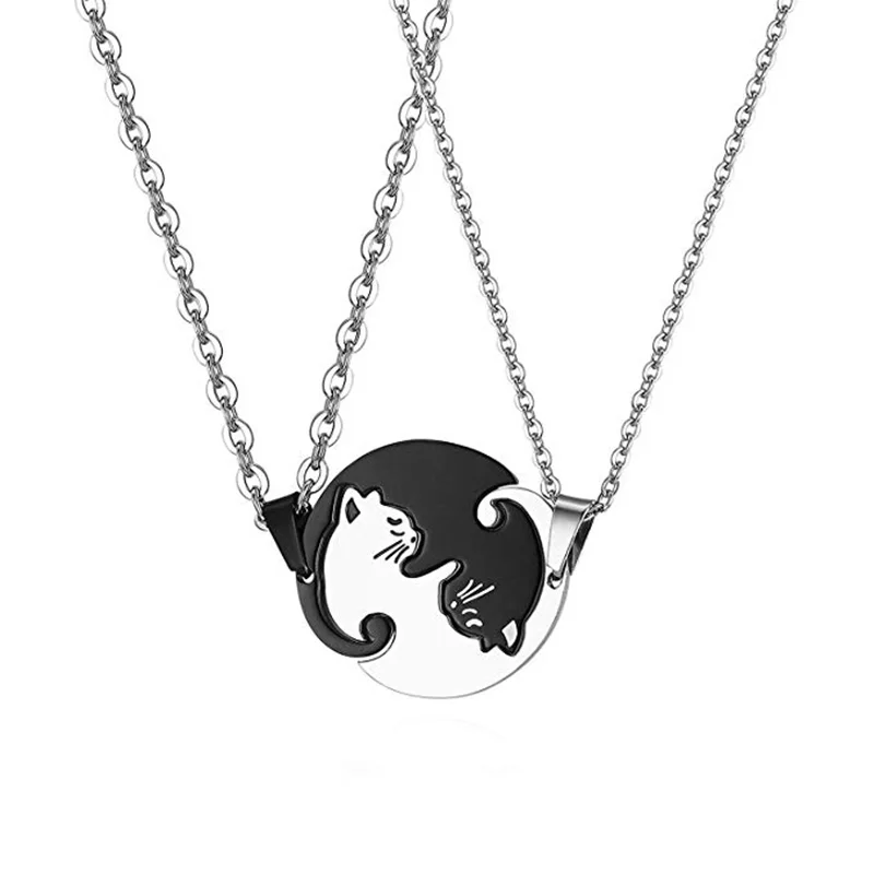 2pcs/set Friendship Jewelry Couples Gifts Set of 2 Yin Yang Cat Pendants Necklace in Stainless Steel Cat Couple Pendants#W30
2pcs/set Friendship Jewelry Couples Gifts Set of 2 Yin Yang Cat Pendants Necklace in Stainless Steel Cat Couple Pendants#W30