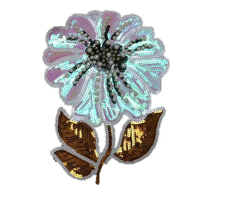 

Big Flowers Sequins Beading for clothes Sew-on embroidered patch DIY motif applique deal with it clothing for T-shirt