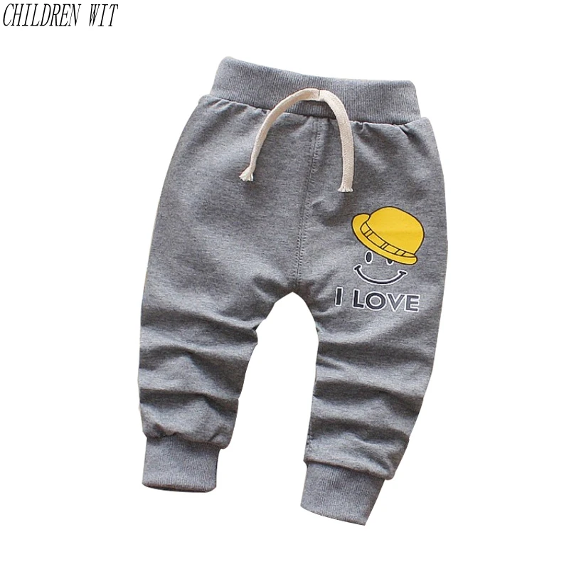 

CHILDREN WIT Spring Autumn Baby Pants Cotton Cartoon smiley 2018 New Korea Harlan Pants 0-3 Year Children Baby Boys Girls pants