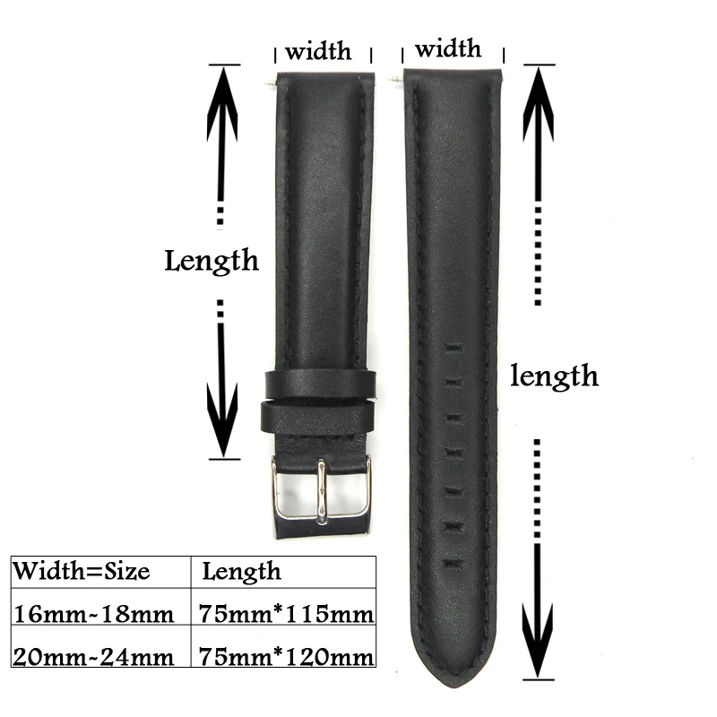 Италия Натуральная кожа ремешок для часов 16 мм 18 20 22 24 группы часы черный темно