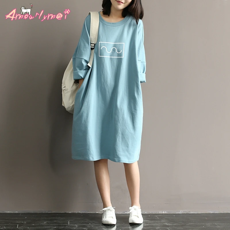 2018 New Summer Women Dress Mori Girl Loose O-Neck Batwing Sleeve Cotton Casual T-shirt Dress Long Style Plus Size Vestido
2018 New Summer Women Dress Mori Girl Loose O-Neck Batwing Sleeve Cotton Casual T-shirt Dress Long Style Plus Size Vestido