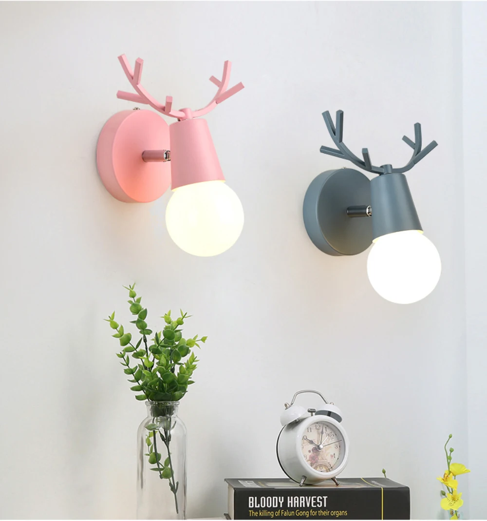 Nordic-Adjustable-LED-Wall-Lights-colorful-cartoon-Deer-Antlers-Bedroom-Reading-Sconce-Wall-Mounted-Children-room-Lighting-E27(1)