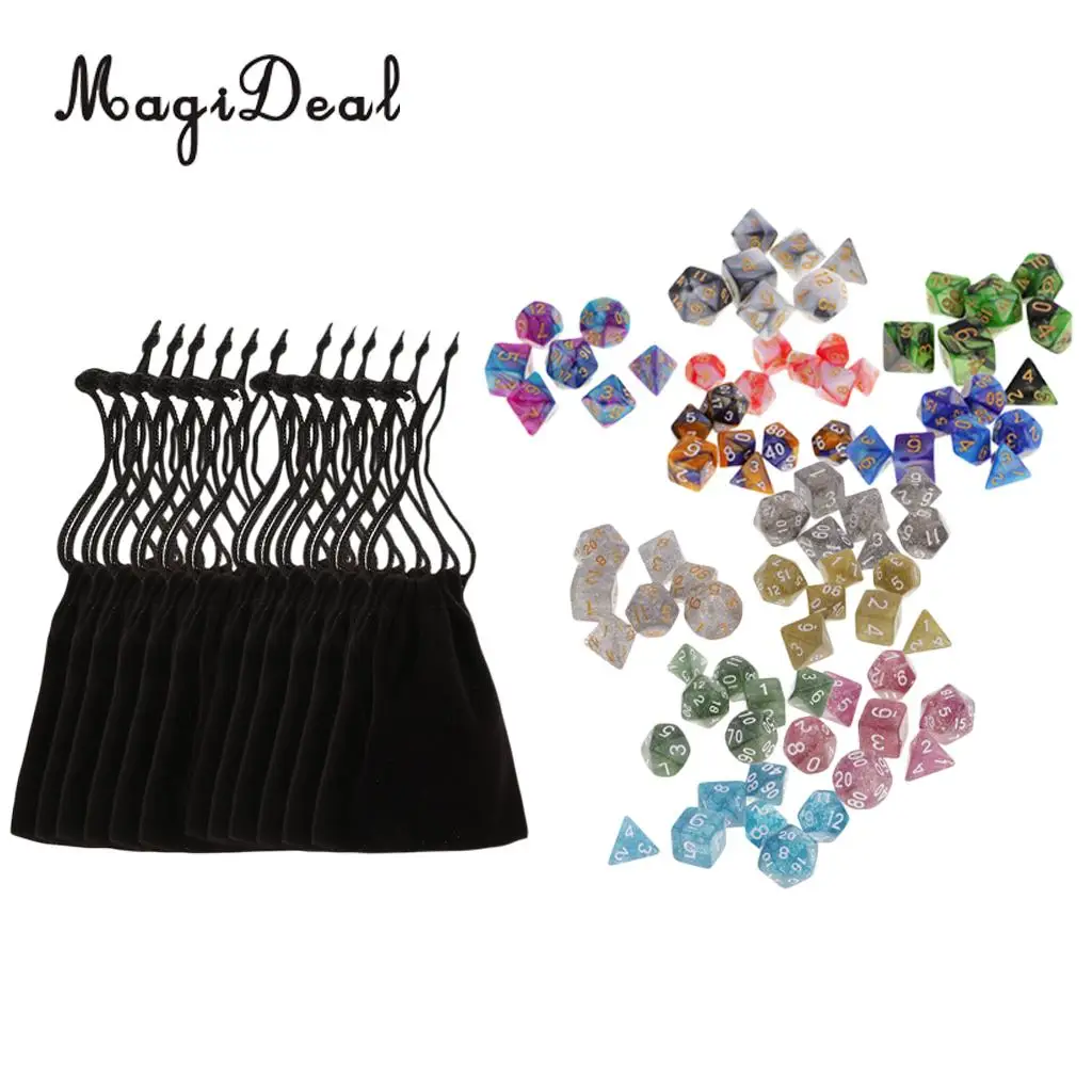 MagiDeal 42Pcs/Lot Double Colors Acrylic Polyhedral Dice 16mm for Dungeons Dragons DND MTG RPG Table Party Game Pub Bar Toys