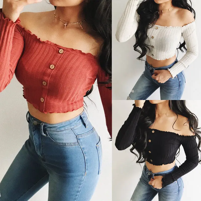 Sexy Summer Bare Midriff Women Ruffles Off Shoulder Tank Top Front Button Solid Shirts
Sexy Summer Bare Midriff Women Ruffles Off Shoulder Tank Top Front Button Solid Shirts
