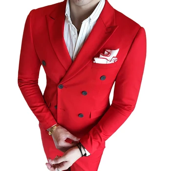( Jacket + Vest + Pants ) New Mens Fashion Solid Color Formal Business Double-breasted Suit 3 Set / Groom Wedding Dress Suits 
( Jacket + Vest + Pants ) New Mens Fashion Solid Color Formal Business Double-breasted Suit 3 Set / Groom Wedding Dress Suits