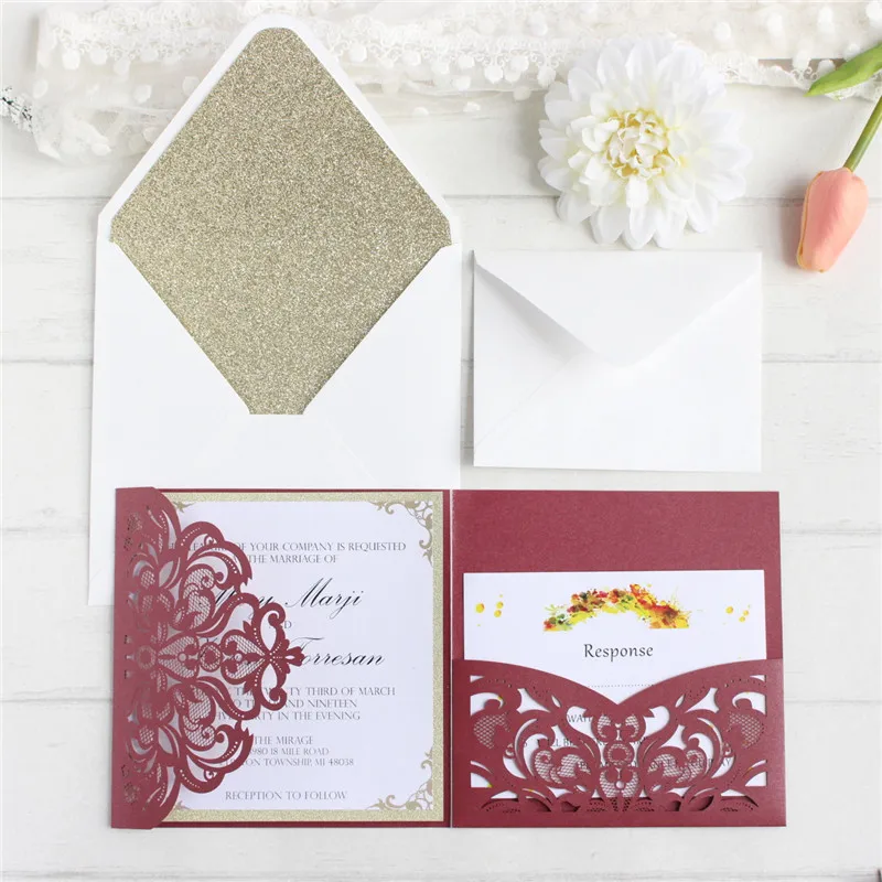 Personalized luxury wedding invitations laser cut wedding cards with RSVP envelop glittery greeting cards 50PCS
Personalized luxury wedding invitations laser cut wedding cards with RSVP envelop glittery greeting cards 50PCS