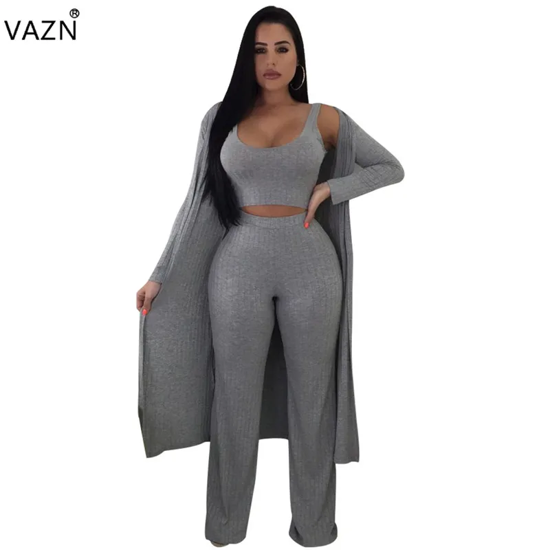 VAZN 2018 Autumn Hot Sexy Vintage Style Solid 3-Pieces Sets Women Knit Wide Leg Jumpsuits Ladies Full Sleeve Female Coat 8263
VAZN 2018 Autumn Hot Sexy Vintage Style Solid 3-Pieces Sets Women Knit Wide Leg Jumpsuits Ladies Full Sleeve Female Coat 8263
