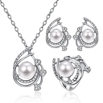 808 STORE Fashion Three-piece Suit Jewelry Crystal Necklace Charm Women Stud Earring Pearl Ring Birthday Anniversary Party Gifts
808 STORE Fashion Three-piece Suit Jewelry Crystal Necklace Charm Women Stud Earring Pearl Ring Birthday Anniversary Party Gifts