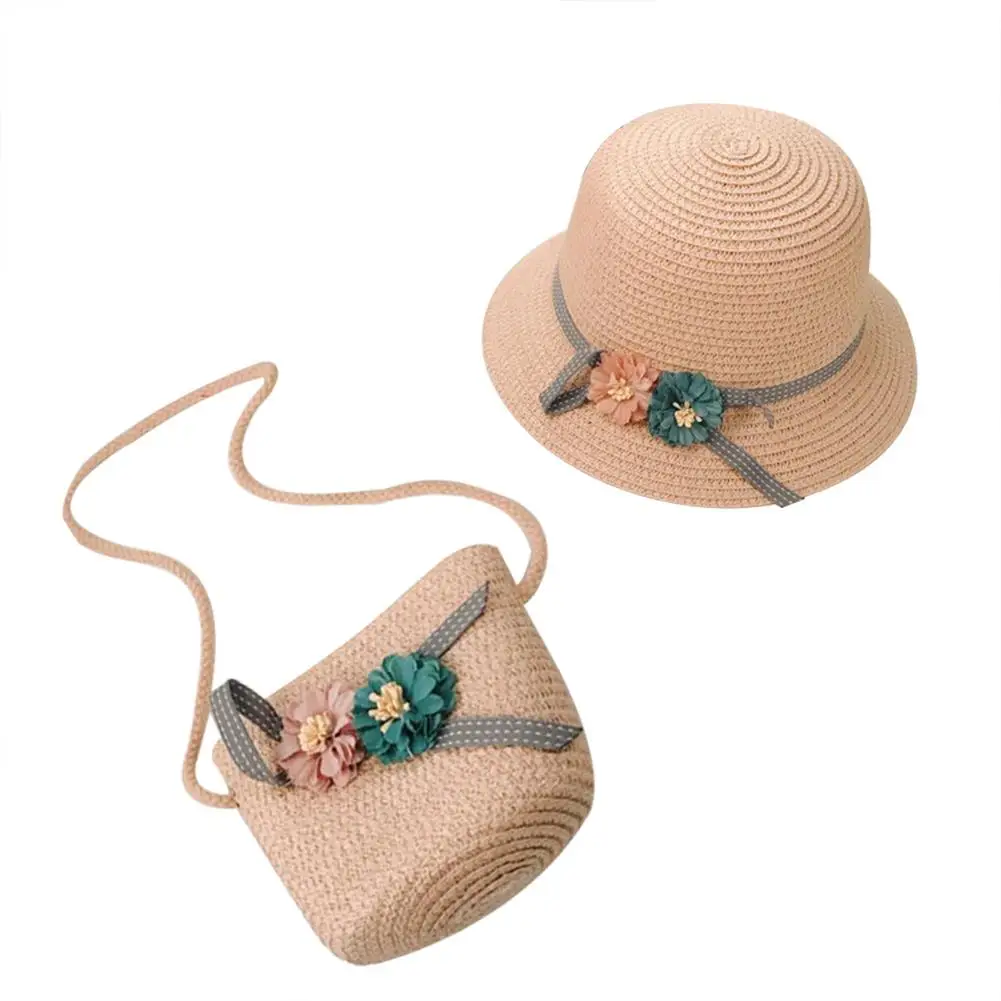 Small Fresh Child Straw Hat Baby Sun Girl Summer Beach Visor (hat + Satchel Two Sets) | Детская одежда и обувь