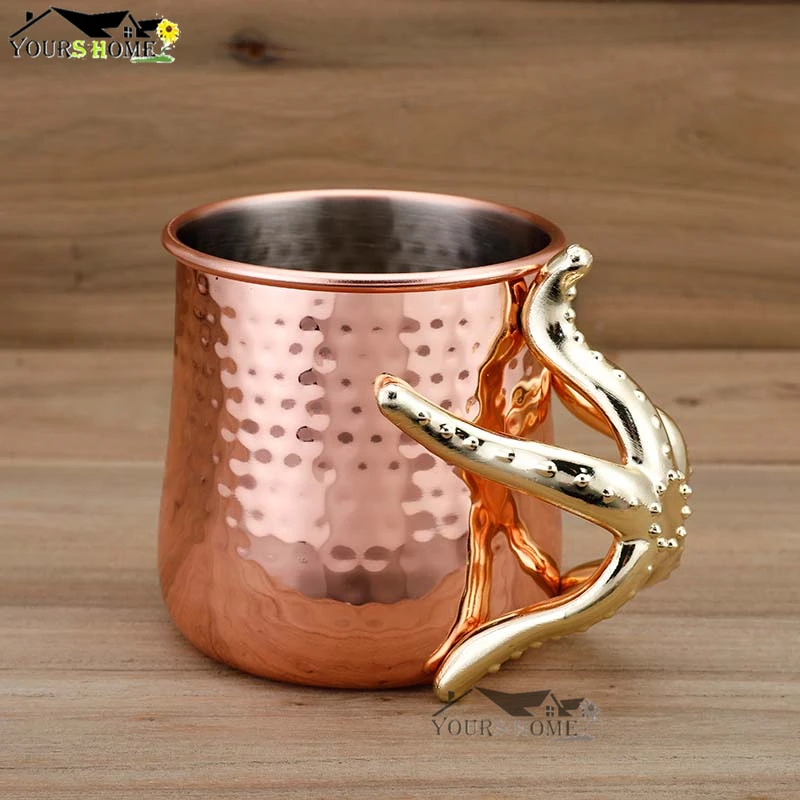 1 Piece 520ml 304 Stainless Steel Drum Type Moscow Mug Hammered Copper Plated Beer Mug Beer Cup Water Glass Drinkwares
1 Piece 520ml 304 Stainless Steel Drum Type Moscow Mug Hammered Copper Plated Beer Mug Beer Cup Water Glass Drinkwares