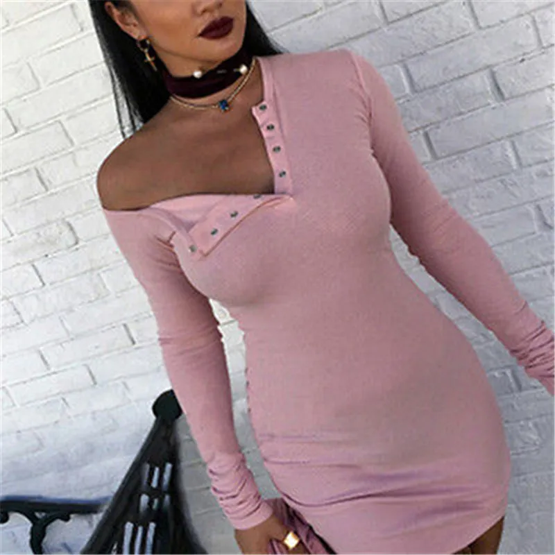 Fall Fashion Sexy Ladies Women Long Sleeve Off One Shoulder Cotton V-Neck Slim Skinny Fit Bodycon Mini Party Dress
Fall Fashion Sexy Ladies Women Long Sleeve Off One Shoulder Cotton V-Neck Slim Skinny Fit Bodycon Mini Party Dress