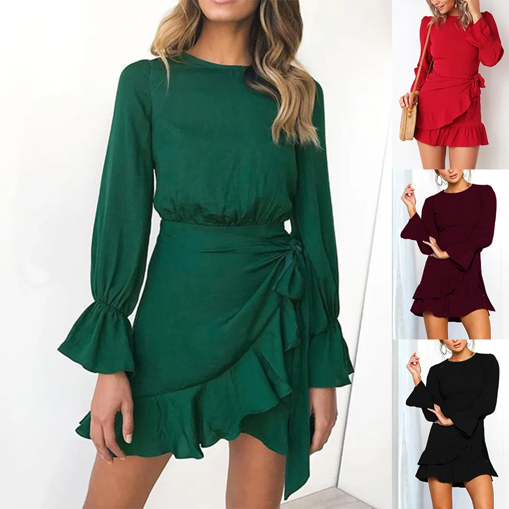 ZHUOFEI casual long lantern sleeve woman dress o neck solid ladies cloth above knee mini streetwear for female
ZHUOFEI casual long lantern sleeve woman dress o neck solid ladies cloth above knee mini streetwear for female