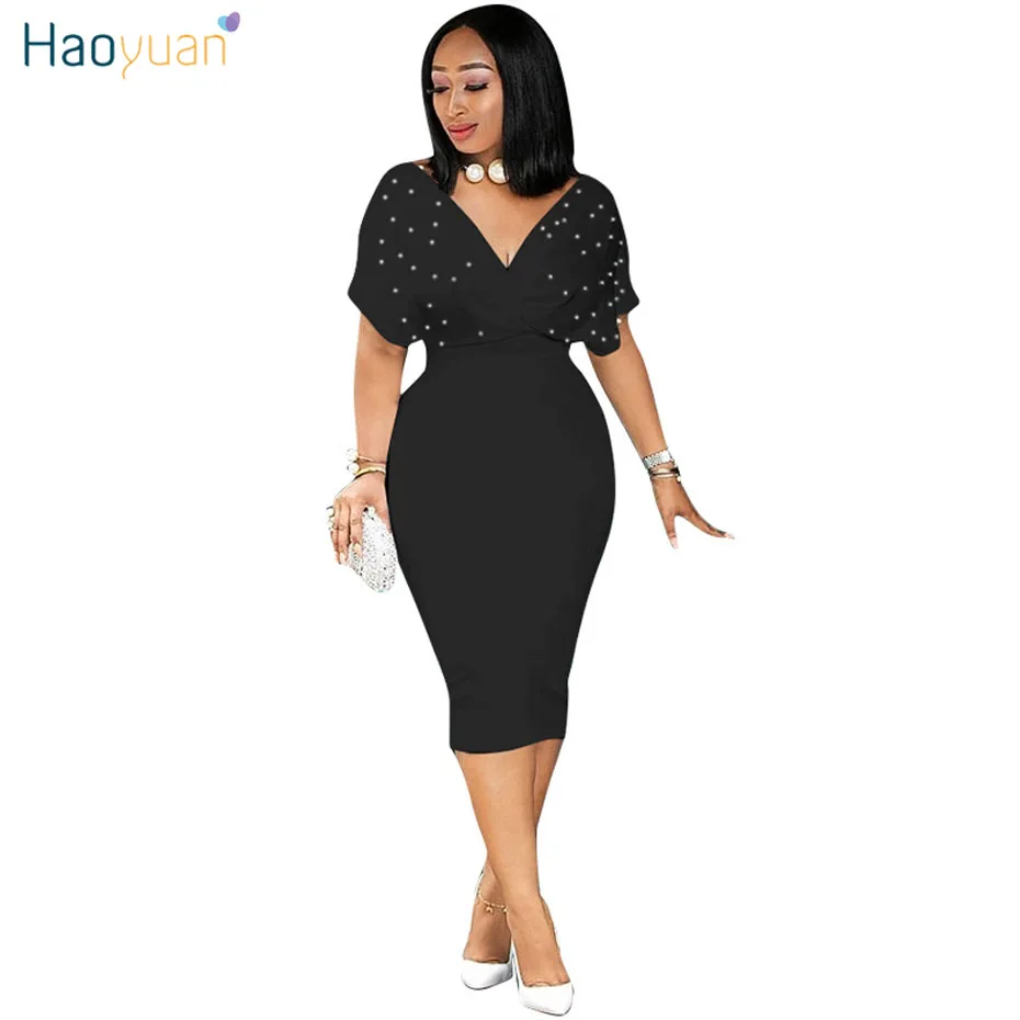 HAOYUAN Women Party Dress Black White Casual Work Sundress Summer Sexy Dresses Plus Size Elegant Pencil Bodycon Office Dress
HAOYUAN Women Party Dress Black White Casual Work Sundress Summer Sexy Dresses Plus Size Elegant Pencil Bodycon Office Dress