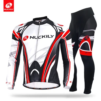 

NUCKILY summer high tech training compression mens long sleeve cycling jersey set MC006MD006