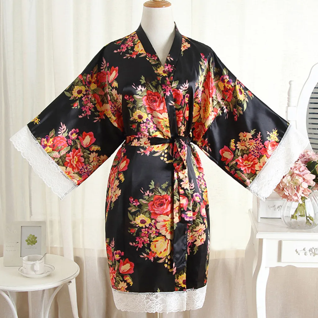 Women Bridesmaid Robes Wedding Sexy Print Lace Trim Kimono Dressing Gown Bath Robe Lingerie Nightdress Satin Robes Women
Women Bridesmaid Robes Wedding Sexy Print Lace Trim Kimono Dressing Gown Bath Robe Lingerie Nightdress Satin Robes Women