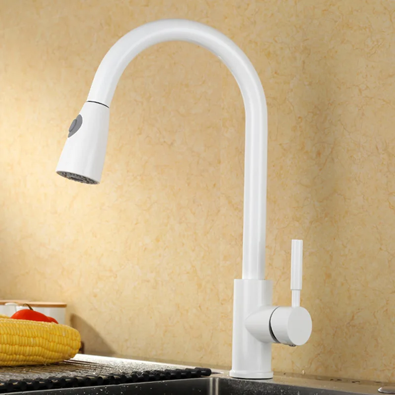Copper white matt pull type kitchen hot and cold faucet 360 degree rotating spring telescopic wash basin faucet lo41128
Copper white matt pull type kitchen hot and cold faucet 360 degree rotating spring telescopic wash basin faucet lo41128