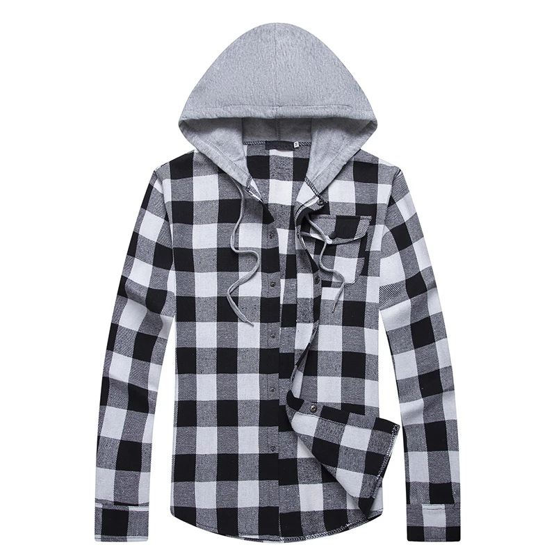 Long Sleeve Hooded Plaid Shirt Mens Maximum Size 2XL Black Red Teen Fashion Casual Man Shirts Loose Comfort 2018
Long Sleeve Hooded Plaid Shirt Mens Maximum Size 2XL Black Red Teen Fashion Casual Man Shirts Loose Comfort 2018