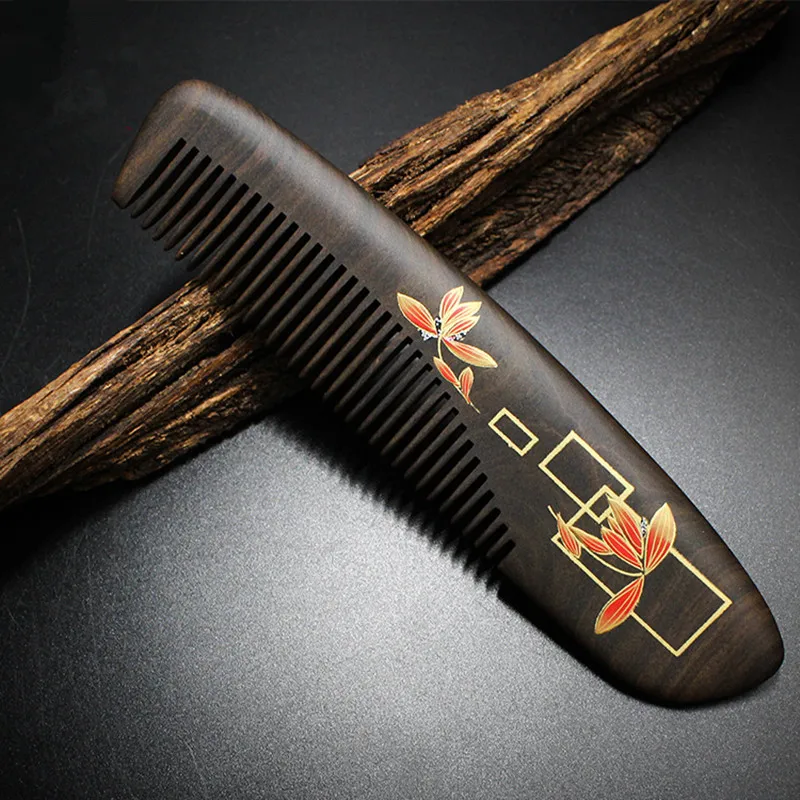 

diaphanous Pure natural Shen Guibao wood hand-painted lacquer combs genuine boutique massage health hairdressing comb best gift