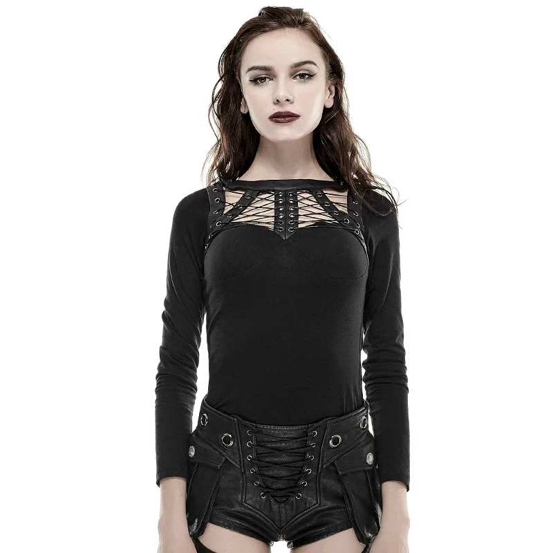 Punk Sexy Women Hollow Out Bandage T-Shirt Steampunk Black Long Sleeve Stretch Tee Shirts Casual Backless Top
Punk Sexy Women Hollow Out Bandage T-Shirt Steampunk Black Long Sleeve Stretch Tee Shirts Casual Backless Top